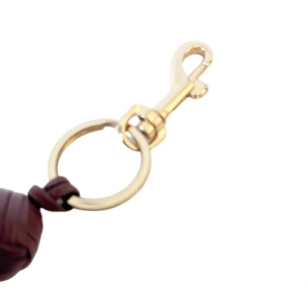 Brown Leather Tassel Keychain Gold Hardware Bag Charm